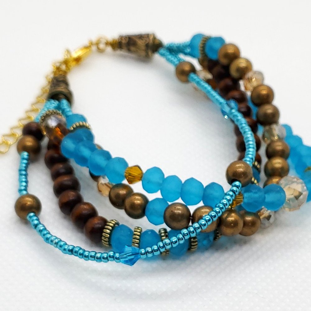 Blue & Gold Beaded Bracelet